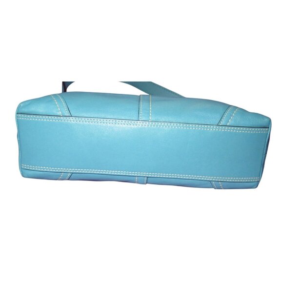 Coach 2007 Blue Leather Hampton Demi Baguette Satchel Bag - Picture 5 of 11